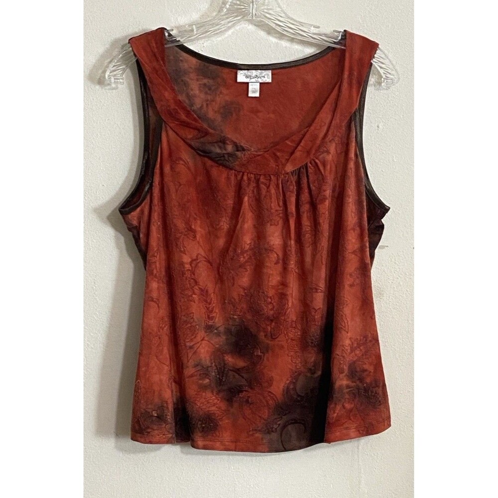 Vintage Dressbarn Womens Top Sz XL Orange Sheer Burnout Fairy Grunge Boho Y2K